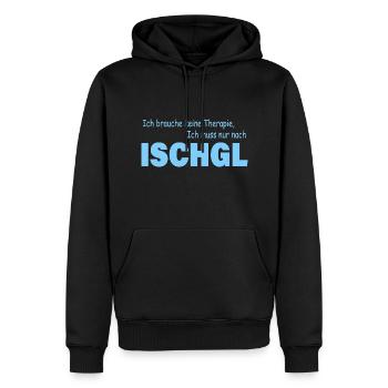 Therapie ISCHGL - Männer Premium Bio Hoodie - Schwarz - Vorne - Nico (187cm)