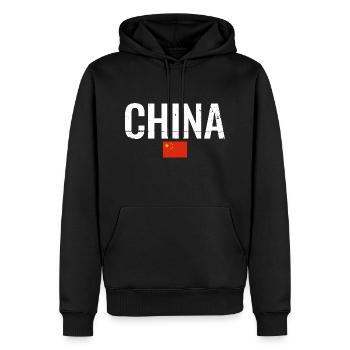 Chine Drapeau chinois Chinois - Sweat à capuche Premium bio Homme - noir - Devant - Nico (187cm)