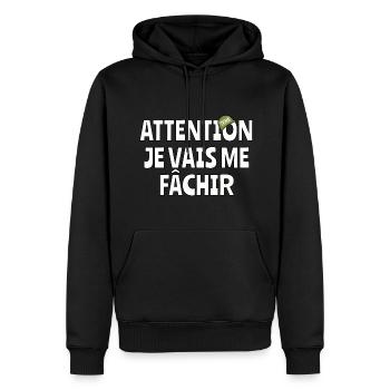Attention je vais me fachir - Sweat à capuche Premium bio Homme - noir - Devant - Nico (187cm)