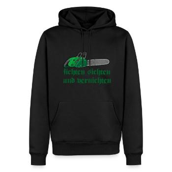 Fichten sichten und vernichten - Kettensäge - Männer Premium Bio Hoodie - Schwarz - Vorne - Nico (187cm)