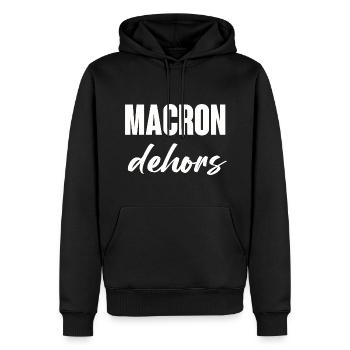 Macron dehors - Sweat à capuche Premium bio Homme - noir - Devant - Nico (187cm)