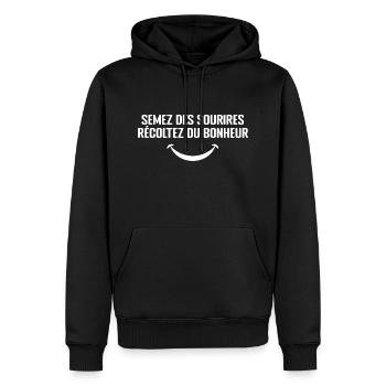 Semez Des Sourires, Récoltez Du Bonheur - Sweat à capuche Premium bio Homme - noir - Devant - Nico (187cm)