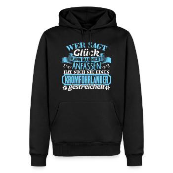 KROMFOHRLÄNDER - Glück zum anfassen - Männer Premium Bio Hoodie - Schwarz - Vorne - Nico (187cm)