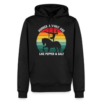 Voltigieren Design und Voltigieren Pferde Designs - Männer Premium Bio Hoodie - Schwarz - Vorne - Nico (187cm)