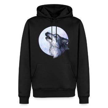 Mystischer Heulender Wolf Geschenk Handgemalt - Männer Premium Bio Hoodie - Schwarz - Vorne - Nico (187cm)