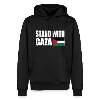Stand with gaza - Sweat à capuche Premium bio Homme - noir - Devant - Nico (187cm)