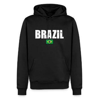 Brésil Brésil Drapeau brésilien - Sweat à capuche Premium bio Homme - noir - Devant - Nico (187cm)