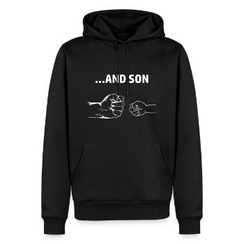 Vater und Sohn Tochter Dad Partnerlook Eltern Kind - Männer Premium Bio Hoodie - Schwarz - Vorne - Nico (187cm)