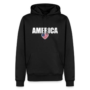 Amérique Drapeau américain États-Unis - Sweat à capuche Premium bio Homme - noir - Devant - Nico (187cm)