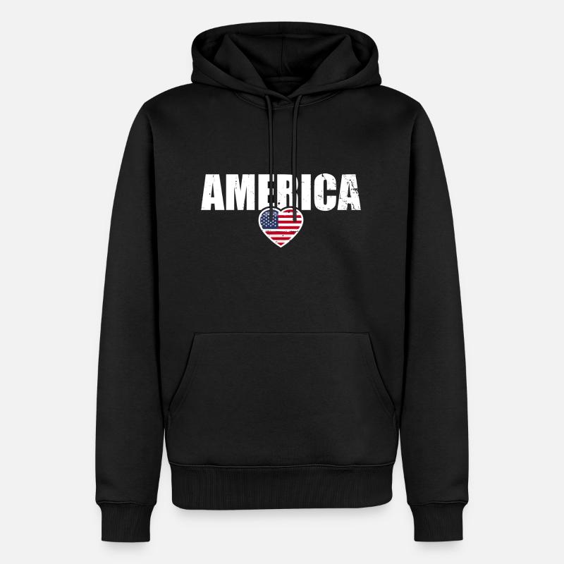 Amérique Drapeau américain États-Unis - Sweat à capuche Premium bio Homme - noir