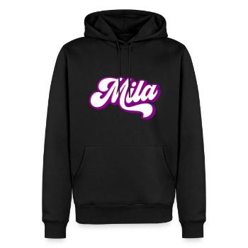 Mila | Farben änderbar - Männer Premium Bio Hoodie - Schwarz - Vorne - Nico (187cm)