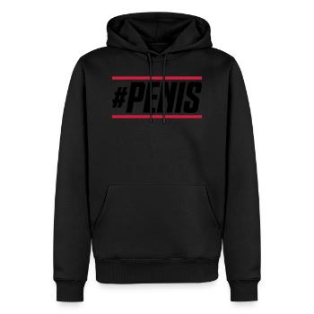 penis hashtag - Männer Premium Bio Hoodie - Schwarz - Vorne - Nico (187cm)