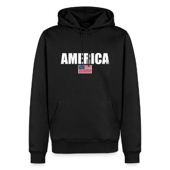 Amérique Drapeau américain États-Unis - Sweat à capuche Premium bio Homme - noir - Devant - Nico (187cm)