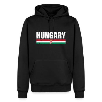 Hongrie Vintage Hongrie Drapeau hongrois - Sweat à capuche Premium bio Homme - noir - Devant - Nico (187cm)