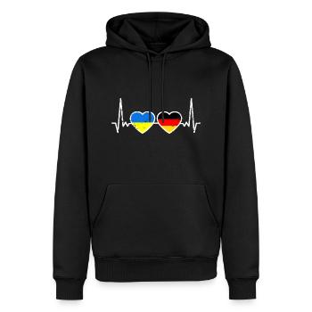 Allemagne Ukraine Drapeau Heartbeat Amour - Sweat à capuche Premium bio Homme - noir - Devant - Nico (187cm)