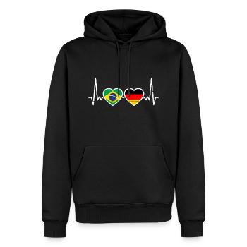 Brésil Allemagne Drapeau Brésilien Allemand - Sweat à capuche Premium bio Homme - noir - Devant - Nico (187cm)