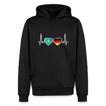 Kasachstan Deutschland Herzschlag Flagge - Männer Premium Bio Hoodie - Schwarz - Vorne - Nico (187cm)