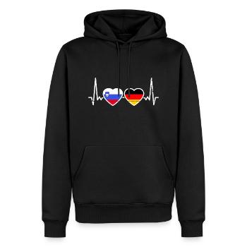 Slowenien Deutschland Herzschlag Flagge Slowene - Männer Premium Bio Hoodie - Schwarz - Vorne - Nico (187cm)