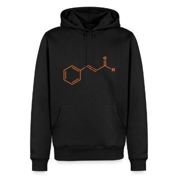 Cinnamon Cinnamaldehyde Molecular Chemical Formula - Men’s Premium Organic Hoodie - black - Front - Nico (187cm)