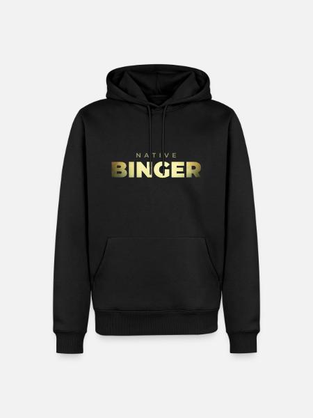 NATIVE BINGER // VoD Binge Watching // Gold Design - Herre Premium økologisk hoodie - sort