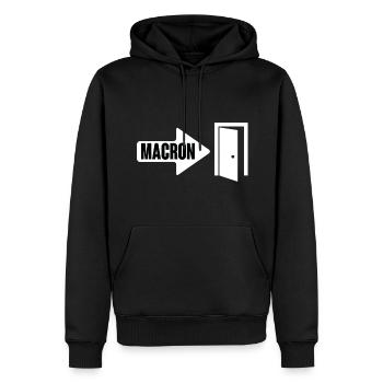 Macron la porte - Sweat à capuche Premium bio Homme - noir - Devant - Nico (187cm)