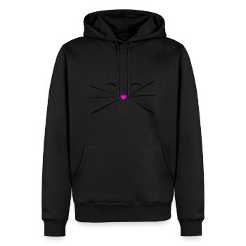 Inhalt Katze mit Herznase - pink - Männer Premium Bio Hoodie - Schwarz - Vorne - Nico (187cm)