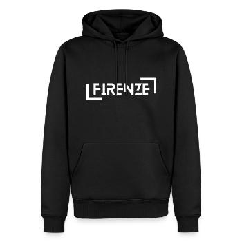 Firenze Florence - Felpa con cappuccio ecologica premium da uomo - nero - Fronte - Nico (187cm)