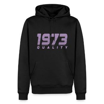 1973 quality | Farbe änderbar - Männer Premium Bio Hoodie - Schwarz - Vorne - Nico (187cm)