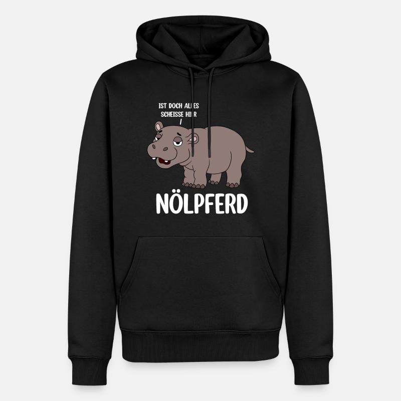 Nilpferd - Männer Premium Bio Hoodie - Schwarz