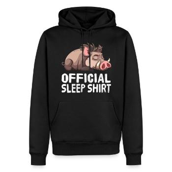 Official Warthog Sleep Shirt - Men’s Premium Organic Hoodie - black - Front - Nico (187cm)