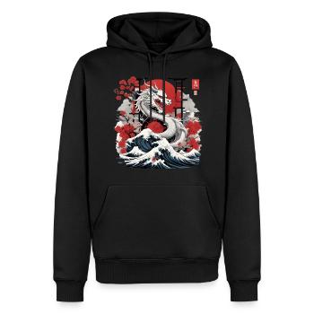 Dragon japonais - Sweat à capuche Premium bio Homme - noir - Devant - Nico (187cm)