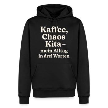 Kaffee Chaos Kita (hellbeige) - Männer Premium Bio Hoodie - Schwarz - Vorne - Nico (187cm)