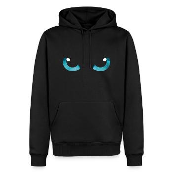 Yeux de chat Bleu - Sweat à capuche Premium bio Homme - noir - Devant - Nico (187cm)