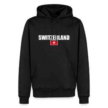 Schweiz Vintage Schweizer Flagge - Männer Premium Bio Hoodie - Schwarz - Vorne - Nico (187cm)