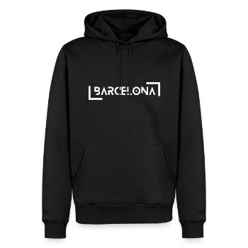 Barcelone - Sweat à capuche Premium bio Homme - noir - Devant - Nico (187cm)