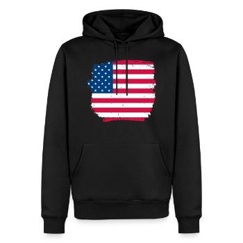 USA Vintage Amerikanische Flagge - Männer Premium Bio Hoodie - Schwarz - Vorne - Nico (187cm)