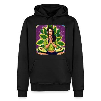 Femme de yoga avec des fruits d’avocat - Sweat à capuche Premium bio Homme - noir - Devant - Nico (187cm)