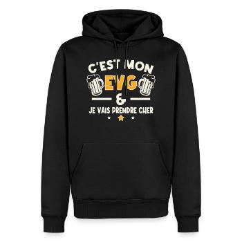 C'est mon evg je vais prendre cher Humour cadeau - Sweat à capuche Premium bio Homme - noir - Devant - Nico (187cm)