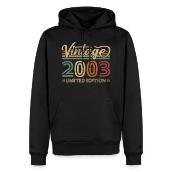 Vintage 2003 Anniversaire Rétro - Sweat à capuche Premium bio Homme - noir - Devant - Nico (187cm)