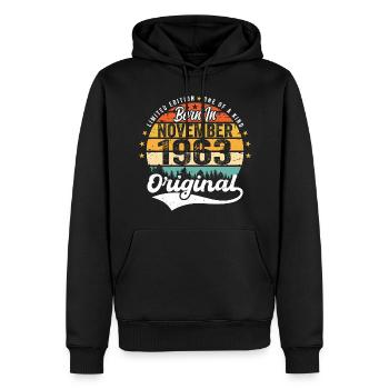 Legendär seit November 1963 - 1963 - Männer Premium Bio Hoodie - Schwarz - Vorne - Nico (187cm)