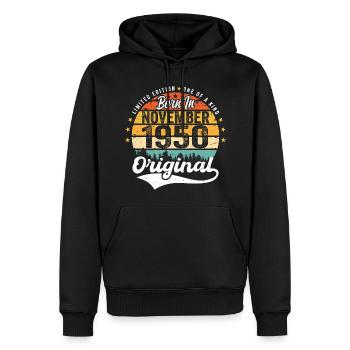 Légendaire depuis novembre 1950 - 1950 - Sweat à capuche Premium bio Homme - noir - Devant - Nico (187cm)