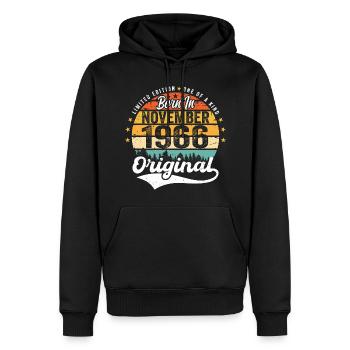 Legendär seit November 1966 - 1966 - Männer Premium Bio Hoodie - Schwarz - Vorne - Nico (187cm)