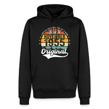 Legendär seit November 1955 - 1955 - Männer Premium Bio Hoodie - Schwarz - Vorne - Nico (187cm)