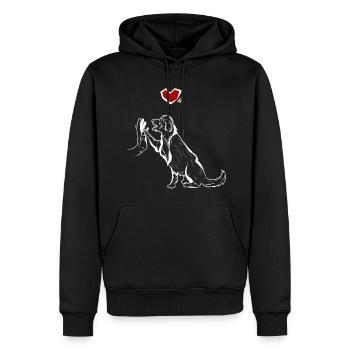 Golden Retriever Dogs Pattern with Heart Lovers - Men’s Premium Organic Hoodie - black - Front - Nico (187cm)