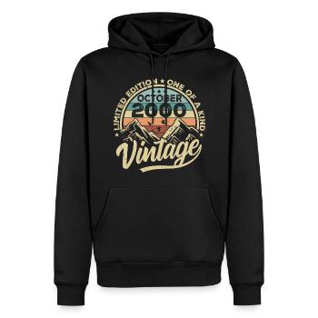 Octobre 2000 Anniversaire 2000 Né Octobre 2000 - Sweat à capuche Premium bio Homme - noir - Devant - Nico (187cm)