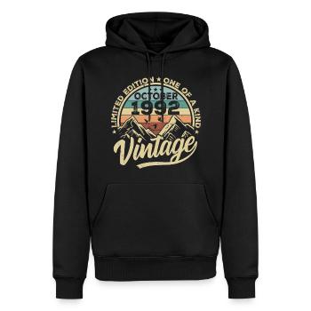 Octobre 1992 Anniversaire 1992 Né en octobre 1992 - Sweat à capuche Premium bio Homme - noir - Devant - Nico (187cm)