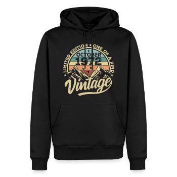 Octobre 1972 Anniversaire 1972 Né en octobre 1972 - Sweat à capuche Premium bio Homme - noir - Devant - Nico (187cm)
