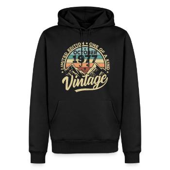 Octobre 1977 Anniversaire 1977 Né en octobre 1977 - Sweat à capuche Premium bio Homme - noir - Devant - Nico (187cm)