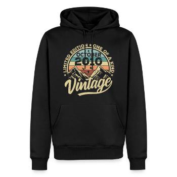 Octobre 2010 Anniversaire 2010 Né Octobre 2010 - Sweat à capuche Premium bio Homme - noir - Devant - Nico (187cm)