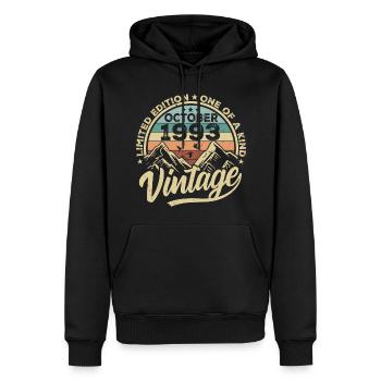 Octobre 1993 Anniversaire 1993 Né en octobre 1993 - Sweat à capuche Premium bio Homme - noir - Devant - Nico (187cm)